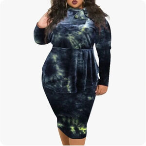 Plus Size Dresses for Women - Sexy Loose Stretchy Plus Size Peplum Dress